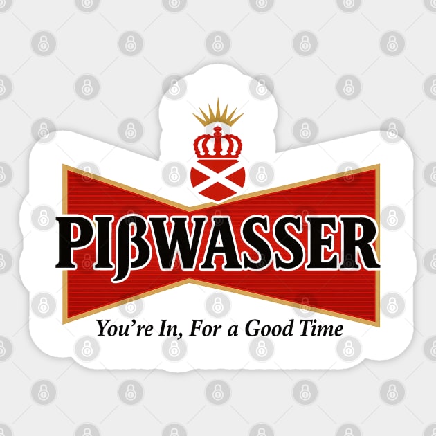 Pißwasser Beer Parody – GTA x Budweiser Style Logo Sticker by Shit Post Hero